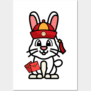 Funny rabbit celebrates lunar new year Posters and Art